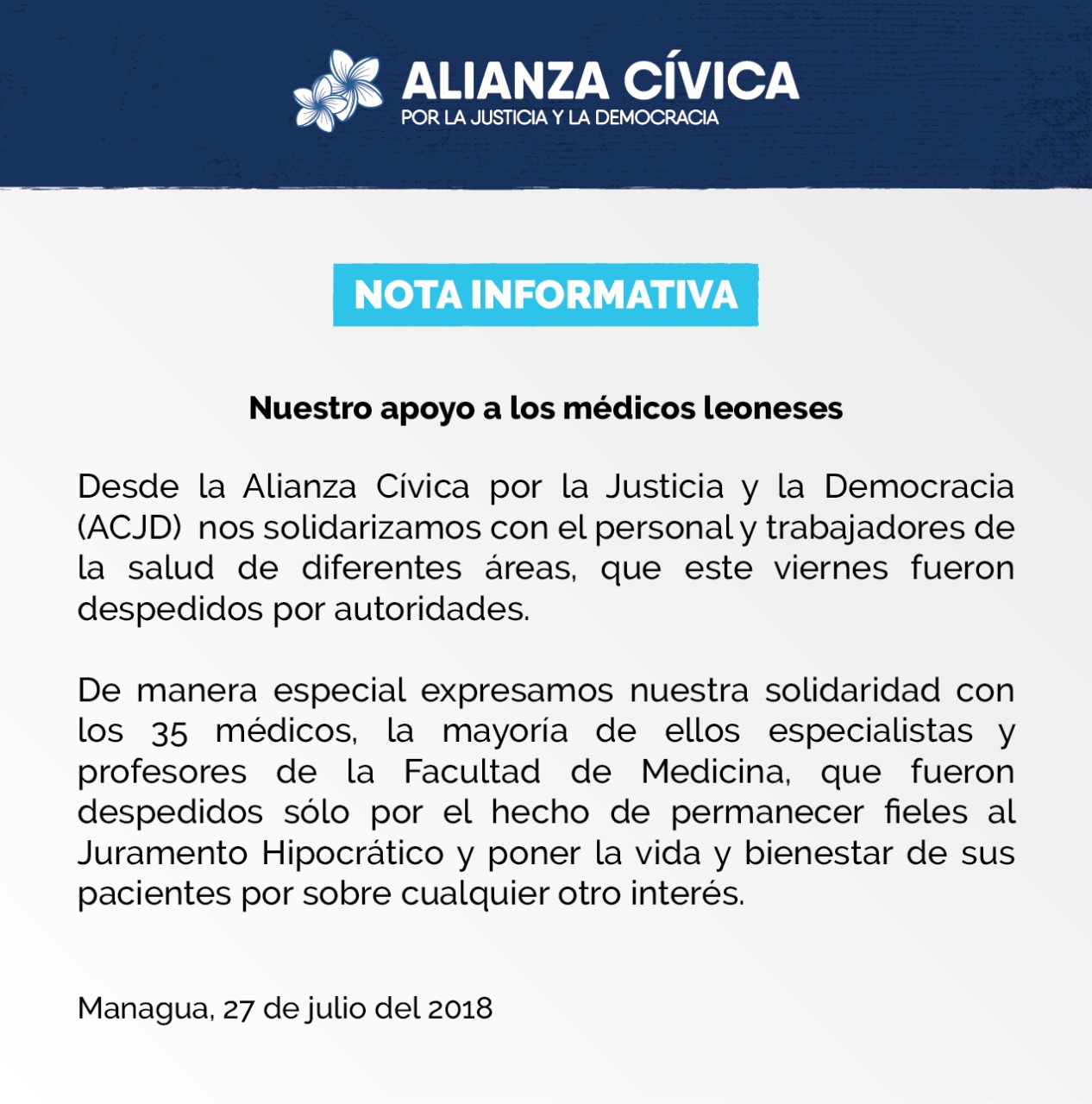 Día 101 - Alianza Cívica por la Justicia y la Democracia 